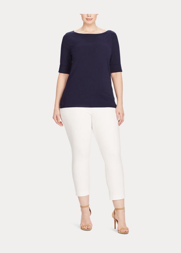 Ralph Lauren Stretch Cotton Boatneck Top Dame Danmark (OTDHR5961)